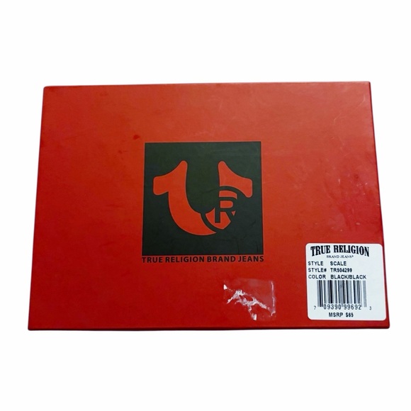 Brand New True Religion Black Leather Billfold Wallet w/ Bottle Opener Keychain - Picture 2 of 6